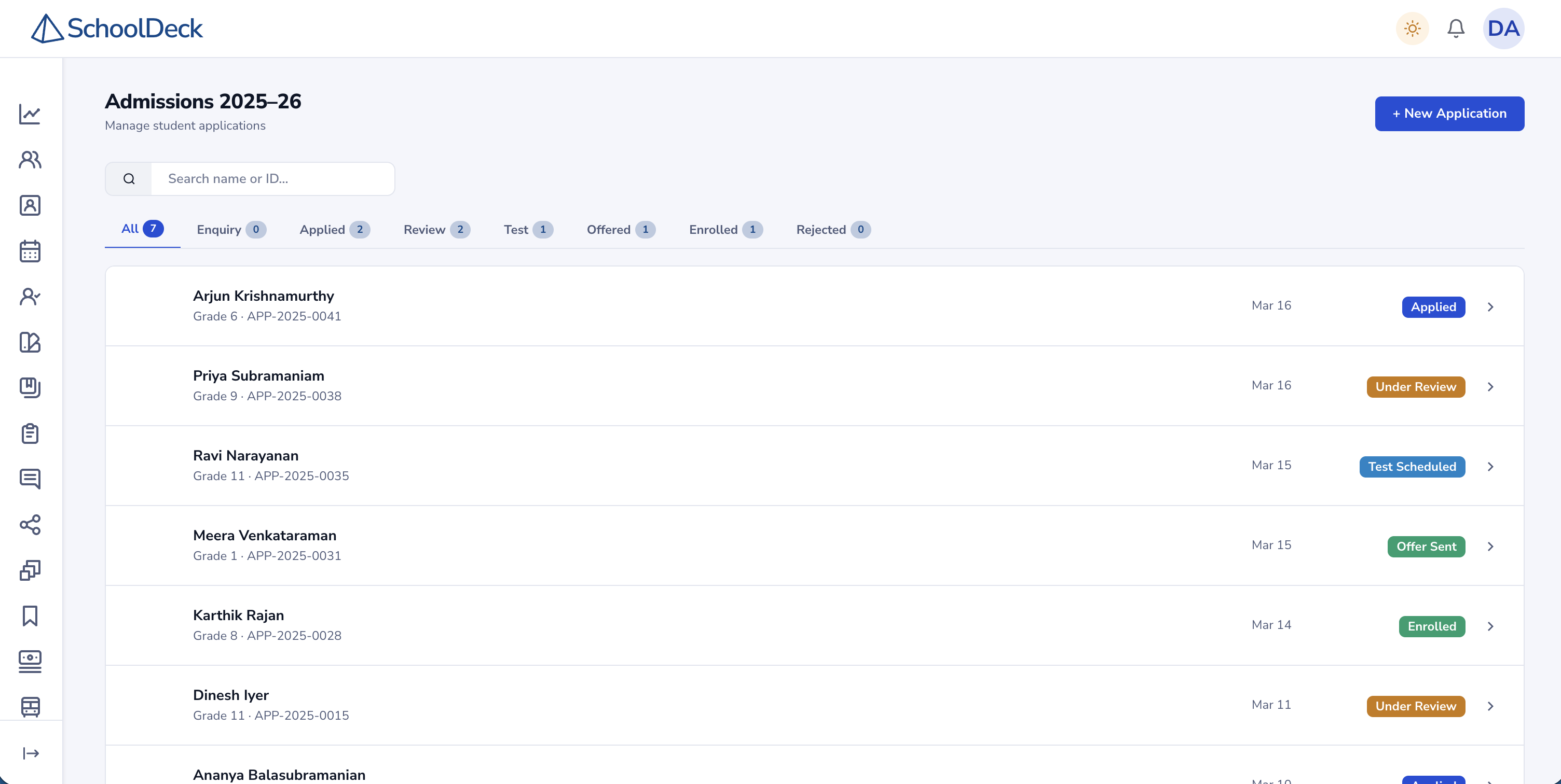 SchoolDeck merit list generator automatically ranking student applicants based on entrance test scores and custom weightage criteria