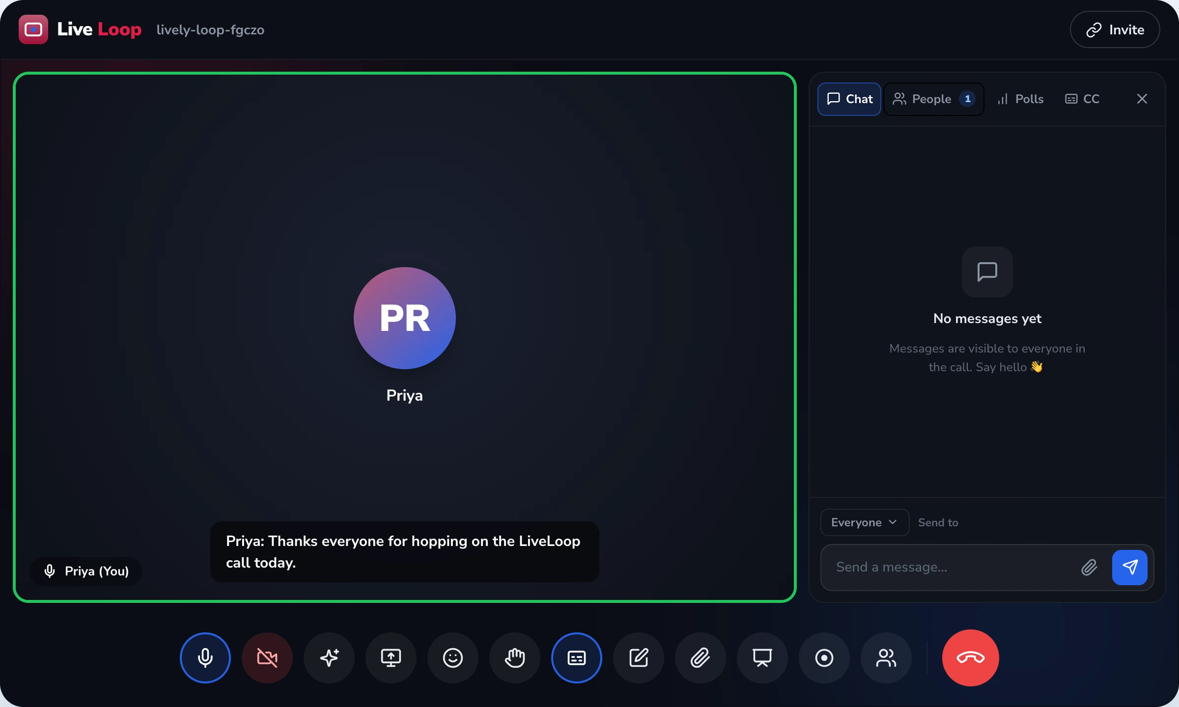 LiveLoop in-class chat beside the live video so questions don't interrupt the speaker