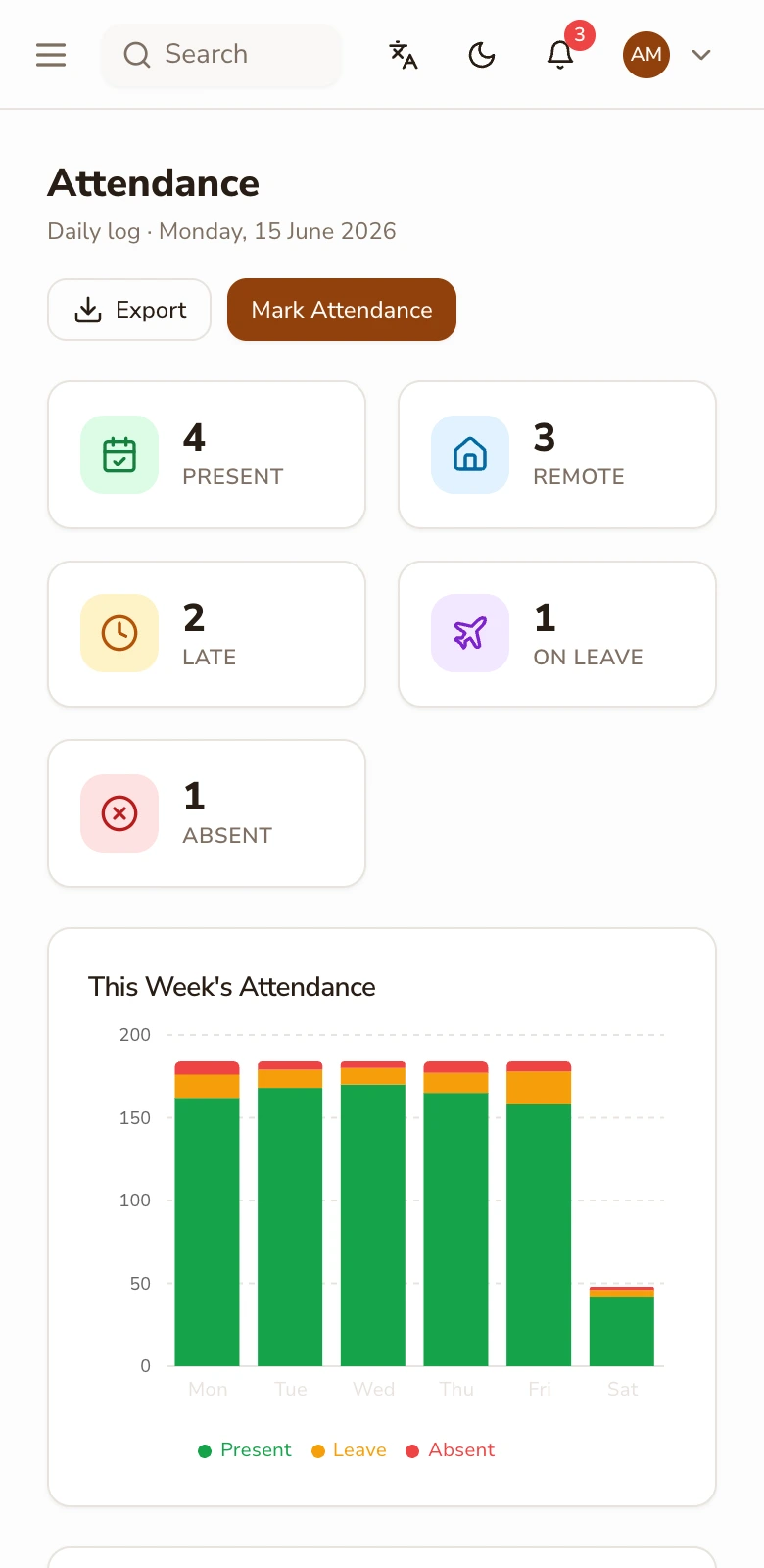 PeopleDeck mobile attendance: web and mobile punches for distributed staff, no office hardware needed